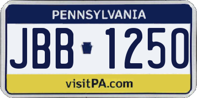 PA license plate JBB1250