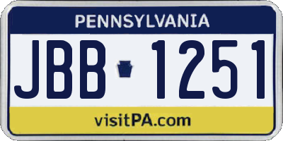 PA license plate JBB1251
