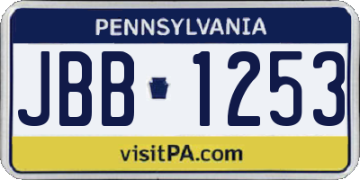 PA license plate JBB1253