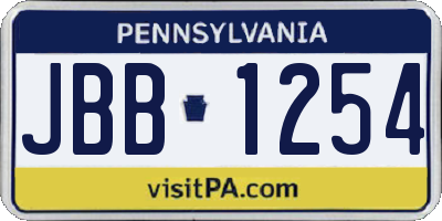 PA license plate JBB1254