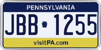 PA license plate JBB1255