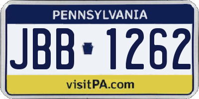 PA license plate JBB1262