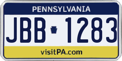 PA license plate JBB1283