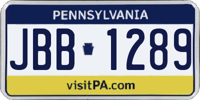 PA license plate JBB1289