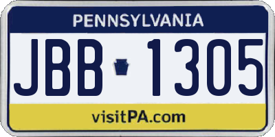 PA license plate JBB1305