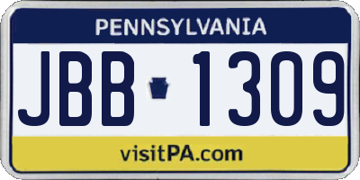 PA license plate JBB1309