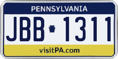 PA license plate JBB1311