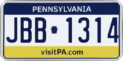 PA license plate JBB1314