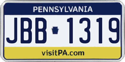 PA license plate JBB1319