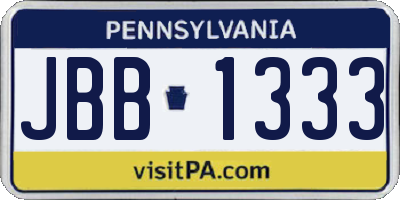 PA license plate JBB1333