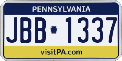 PA license plate JBB1337