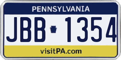 PA license plate JBB1354