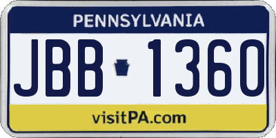 PA license plate JBB1360