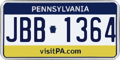 PA license plate JBB1364