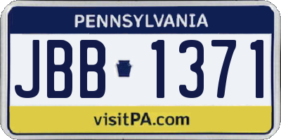 PA license plate JBB1371