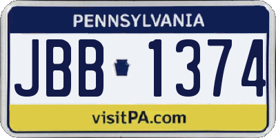 PA license plate JBB1374