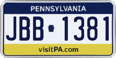 PA license plate JBB1381