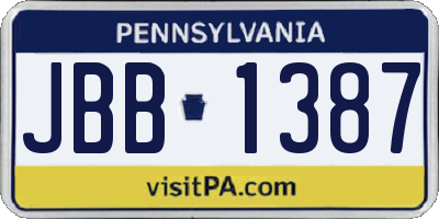 PA license plate JBB1387