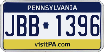 PA license plate JBB1396