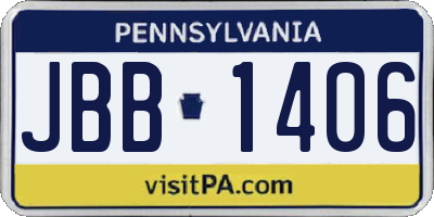 PA license plate JBB1406