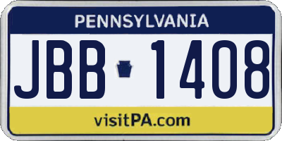 PA license plate JBB1408