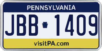 PA license plate JBB1409