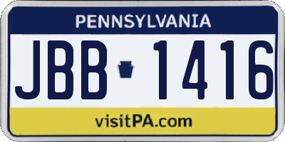 PA license plate JBB1416