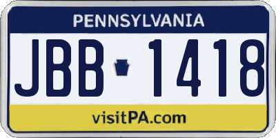 PA license plate JBB1418