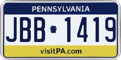 PA license plate JBB1419