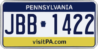 PA license plate JBB1422