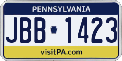 PA license plate JBB1423