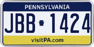 PA license plate JBB1424