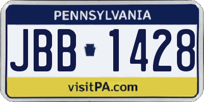 PA license plate JBB1428