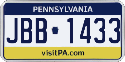 PA license plate JBB1433