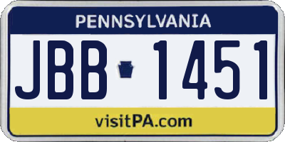 PA license plate JBB1451