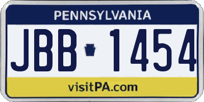 PA license plate JBB1454