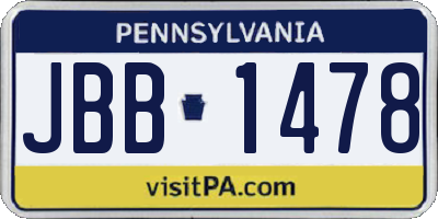 PA license plate JBB1478