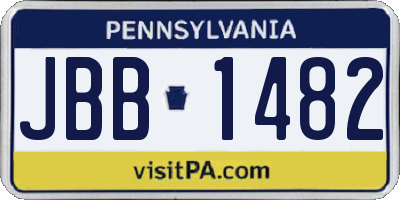 PA license plate JBB1482