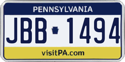 PA license plate JBB1494