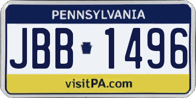 PA license plate JBB1496