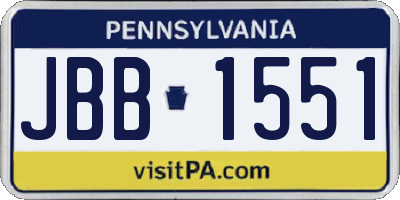 PA license plate JBB1551