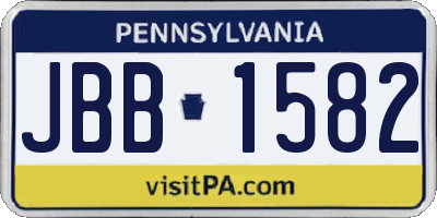PA license plate JBB1582