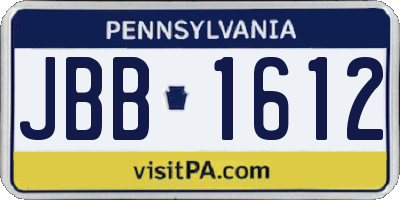 PA license plate JBB1612