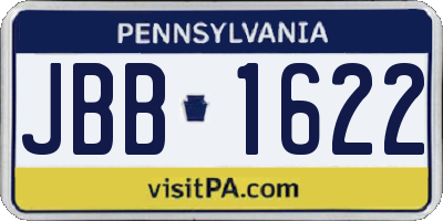 PA license plate JBB1622
