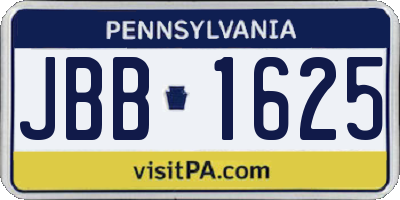 PA license plate JBB1625