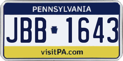 PA license plate JBB1643