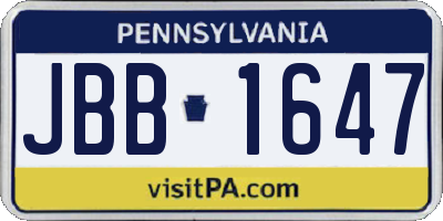 PA license plate JBB1647