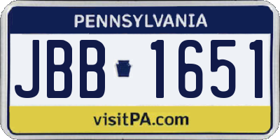 PA license plate JBB1651