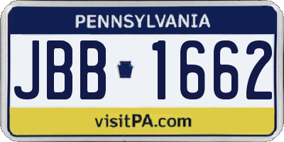 PA license plate JBB1662