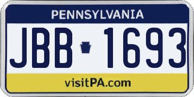 PA license plate JBB1693